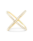 Yellow Gold Diamond X Ring