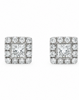Bezel Set Princess Cut Diamond Earrings