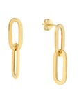 Double Flat Oval Link Long Earrings