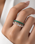 Emerald and Diamond Drop Ring 18k