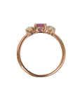 Burmese Pink Sapphire and Opal Three Stone Ring