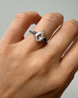 Pear Rose Cut Heart Black Diamond Three Stone Ring