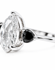 Pear Rose Cut Heart Black Diamond Three Stone Ring
