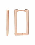 Geometric shape rectangle hoop earrings 14k rose gold