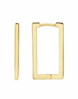 Geometric shape rectangle hoop earrings 14k yellow gold