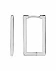 Geometric shape rectangle hoop earrings 14k silver in color