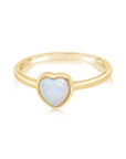 Australian opal heart shaped ring with gold band