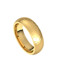 mens comfort fit half round ring satin hammer finish 6mm yellow gold