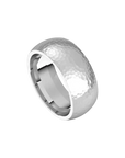 mens comfort fit half round ring satin hammer finish 8mm white gold, silver, or platinum color