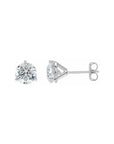 Natural Diamond Round Stud 3 Prong Earrings