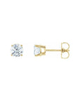 Natural Diamond Round Stud 4 Prong Earring Set