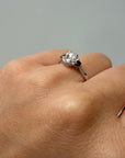 Oval Rose Cut Heart Black Diamond Three Stone Ring