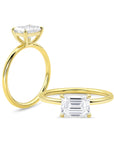 East West Emerald Solitaire Ring - Engagement Rings