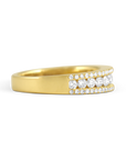 18K Yellow Gold Three Row Diamond Ring - Rings