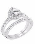 Pear Halo Diamond Ring - Rings