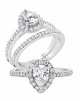 Pear Halo Diamond Ring - Rings