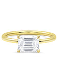 East West Emerald Solitaire Ring - Engagement Rings