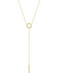 Circle + Bar Dainty Y Chain - Necklace