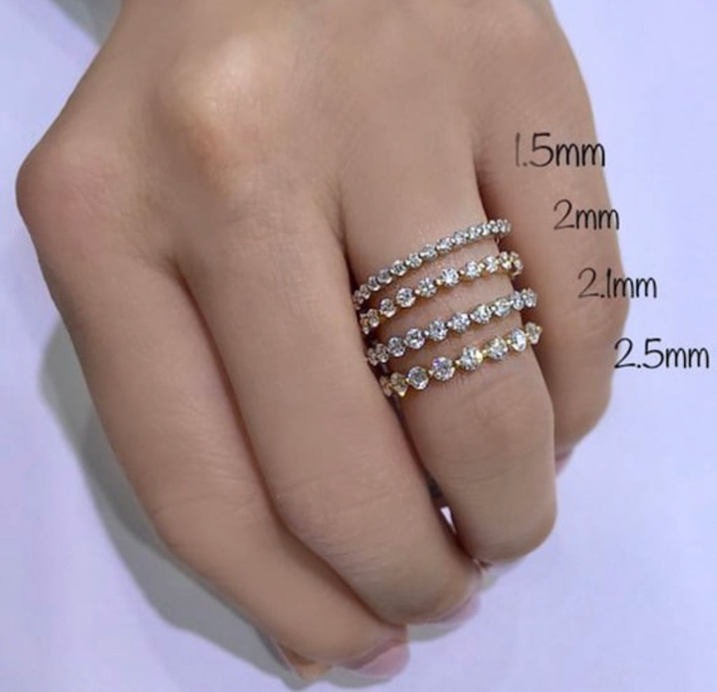 Single Shared Prong Diamond Band 2.0mm 3 4 Diamonds Jewel Princess