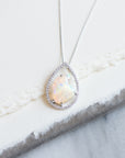 Pear Diamond and Opal Necklace - Necklace