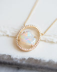 Oval Diamond and Opal Necklace - Necklace