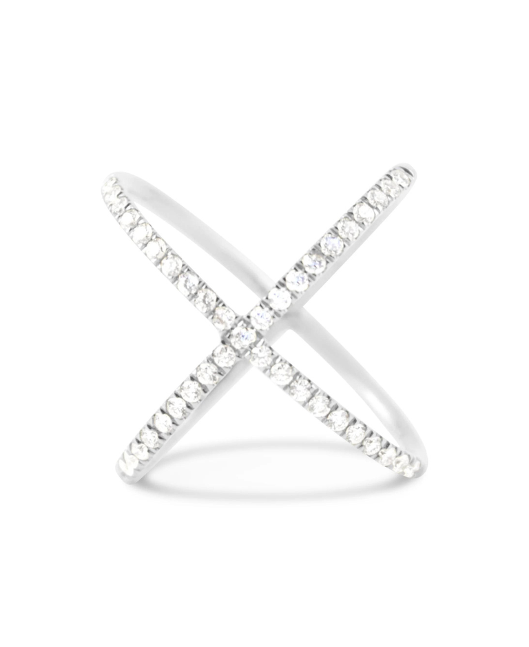White Gold Diamond X Ring
