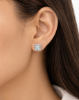 Bezel Set Princess Cut Diamond Earrings