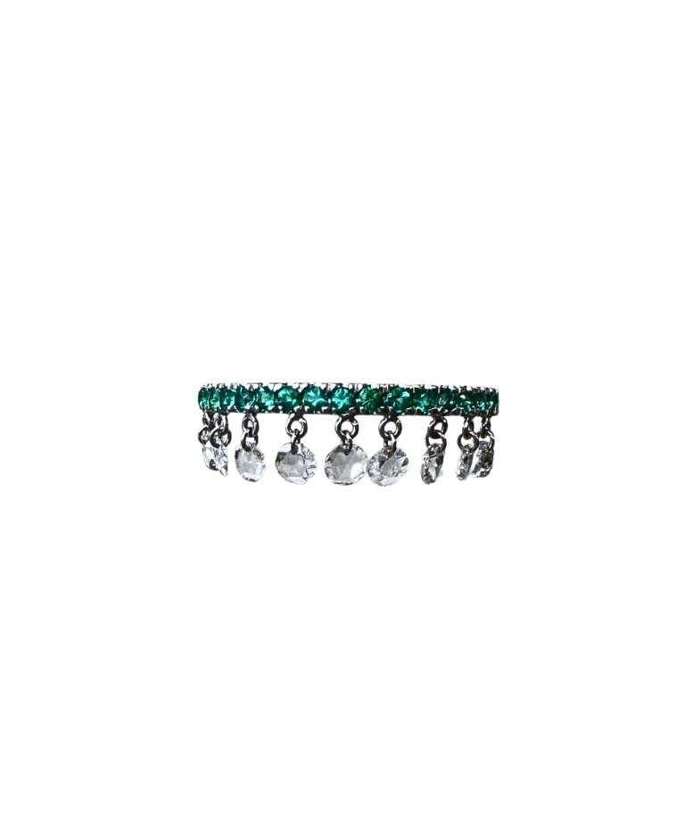 Emerald and Diamond Drop Ring 18k