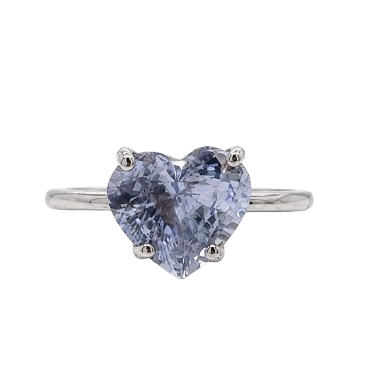 Pastel Blue Sapphire Heart Solitaire Ring