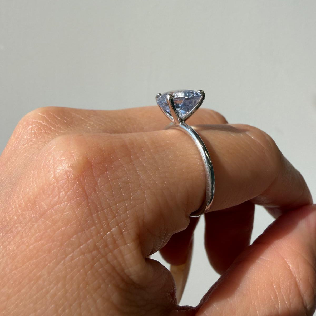 Pastel Blue Sapphire Heart Solitaire Ring