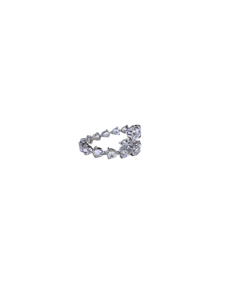 Rose-Cut Double Row Open Band Ring 18k