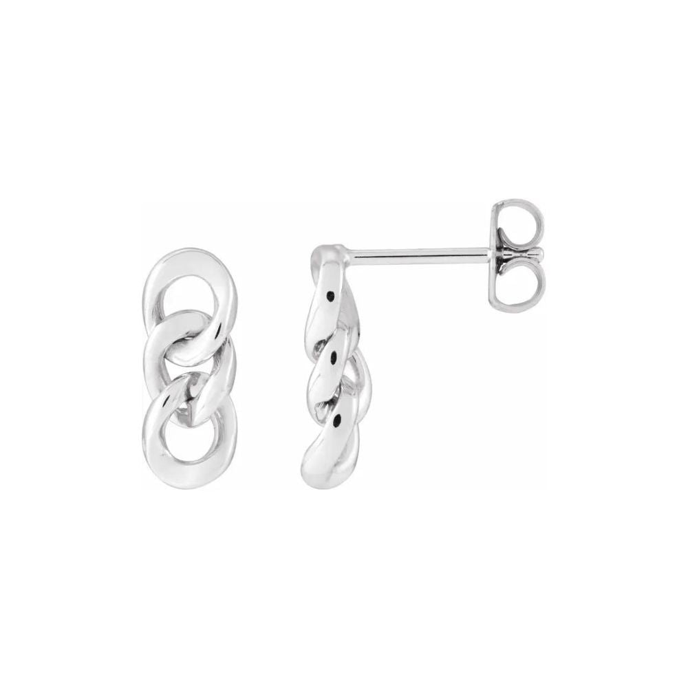 curb chain earrings 14k white gold or silver color