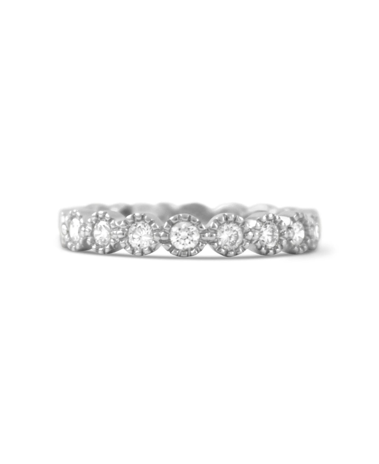 white gold milgrain diamond band 