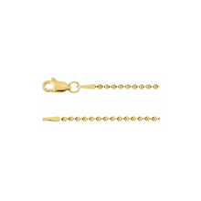 hollow bead chain 1.5 mm 14K yellow gold lobster clasp