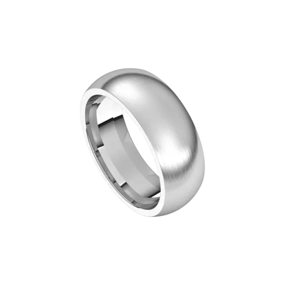 matte half round comfort fit ring 7mm white gold, silver, or platinum color