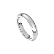mens polished half round ring 4mm white gold, silver, and platinum color