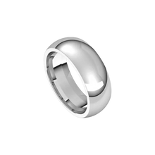 mens polished half round ring 7mm white gold, silver, platinum color