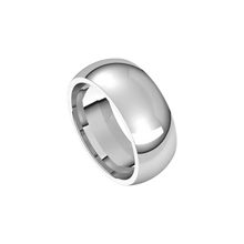 mens polished half round ring 8mm white gold, silver, platinum color