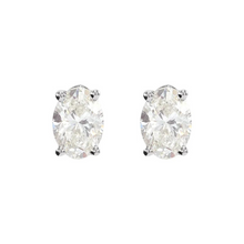 natural diamond oval stud earring 14K white gold setting