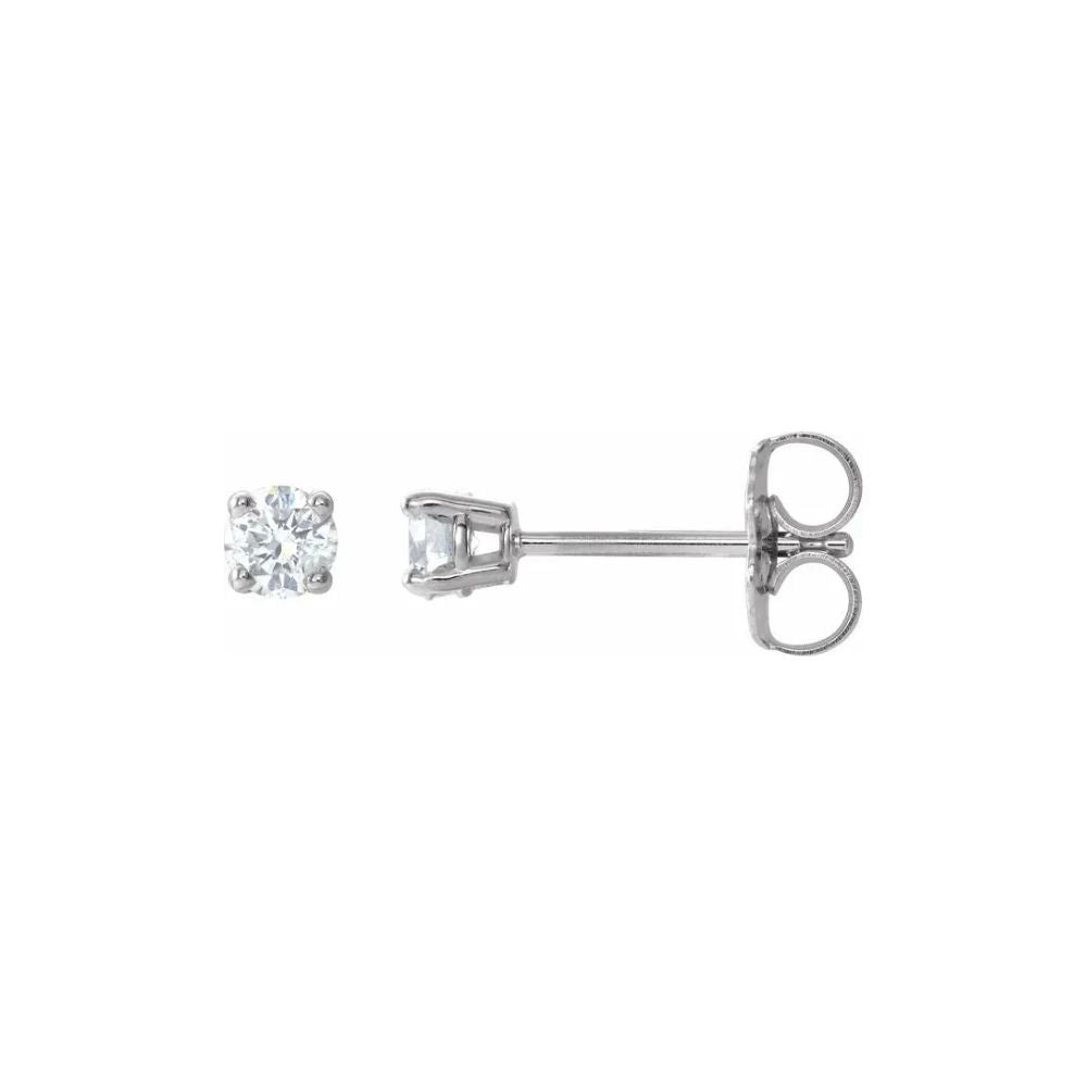 Natural Diamond Round Stud 4 Prong Earring Set