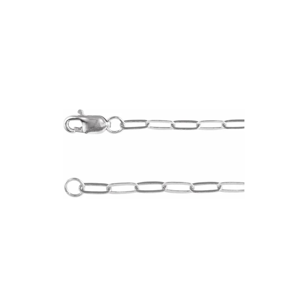 paperclip style chain 14k white gold or sterling silver lobster clasp