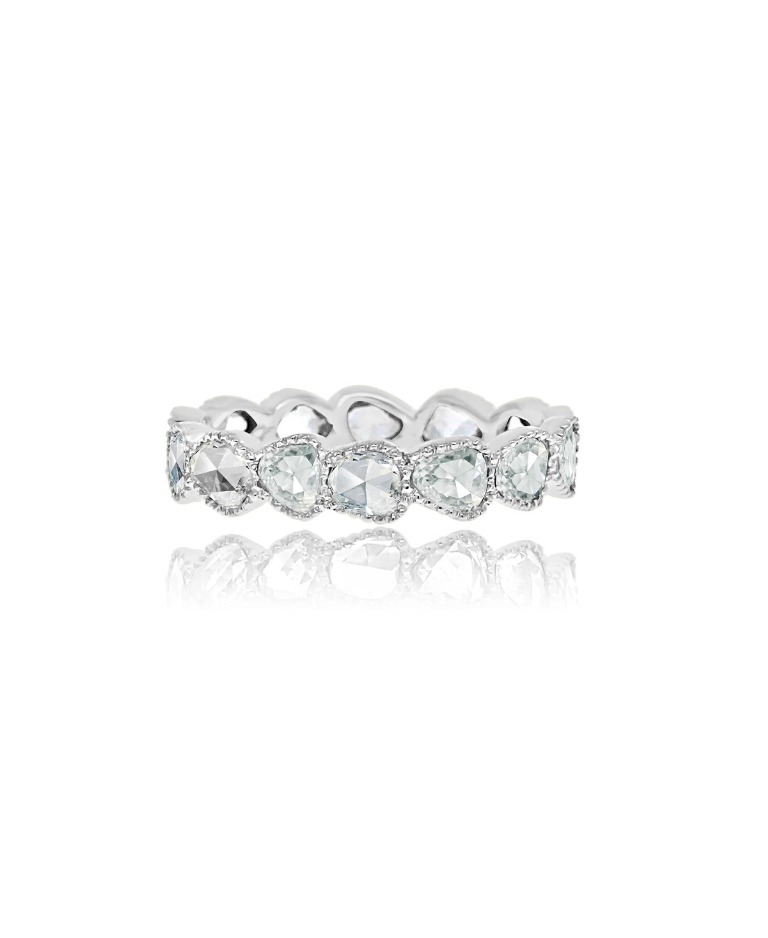 rose cut eternity ring with diamonds in white gold