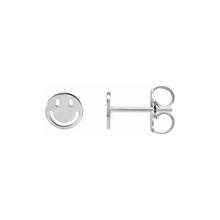 smiley face earrings white gold sterling silver and platinum coloring