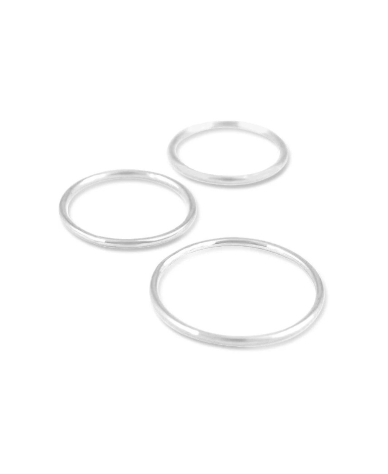 Set of 3 Thin White Gold Rings
