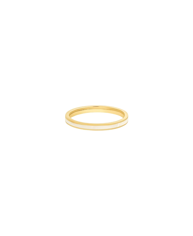 White Enamel Gold Ring