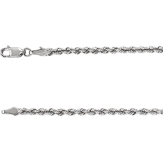 3mm White Gold Rope Chain - Chain