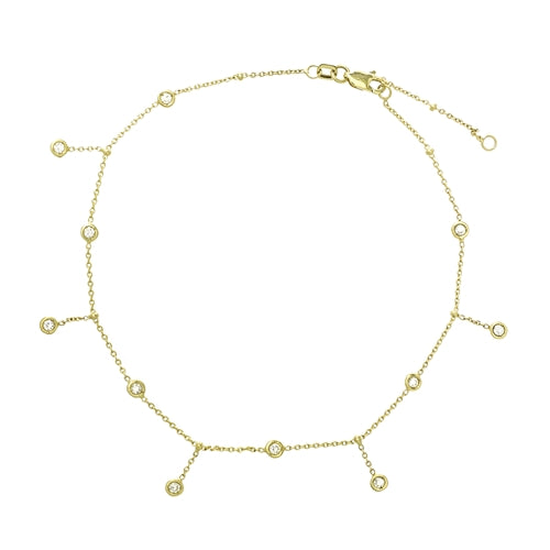 Dangly yellow gold anklet - ankl