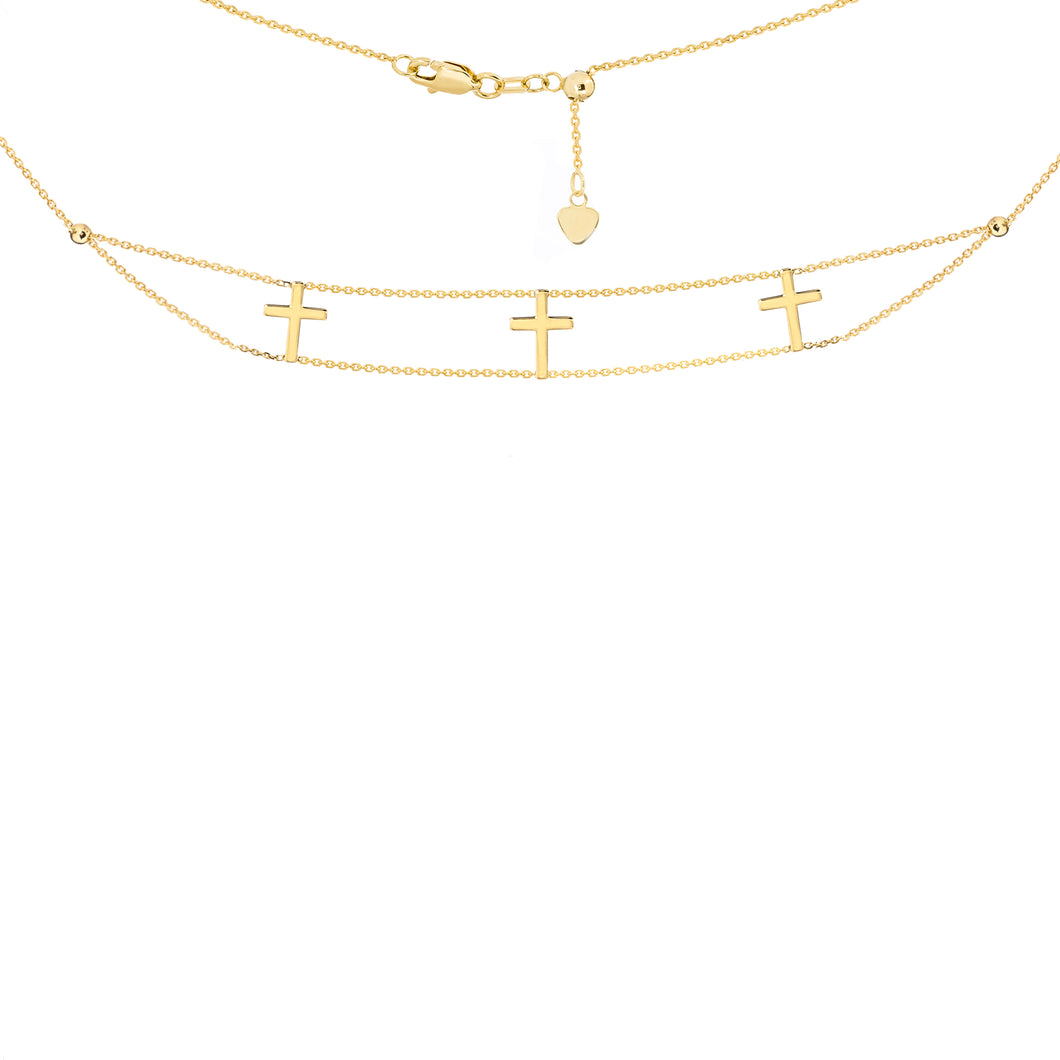 Gold Cross Choker Necklace - Necklace