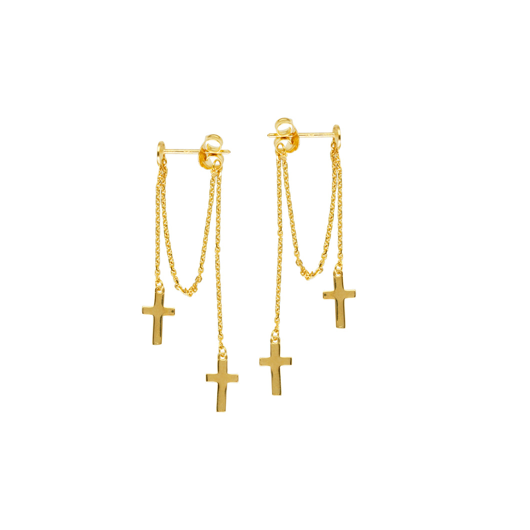 Double Cross Dangling Earrings - Earrings