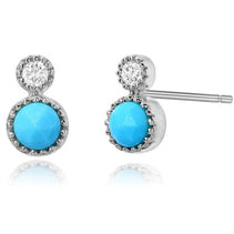 Turquoise & Diamond Earring Studs - Earrings